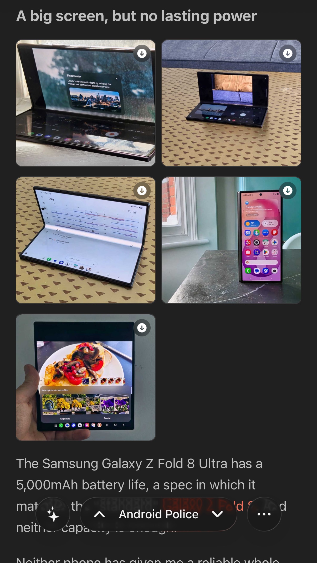An image gallery in a Feedler article — consecutive images grouped as thumbnail tiles